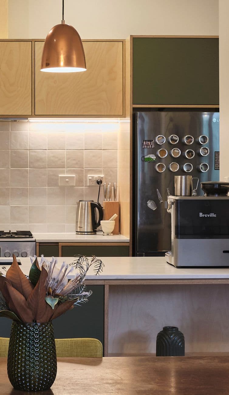 Green plywood kitchen